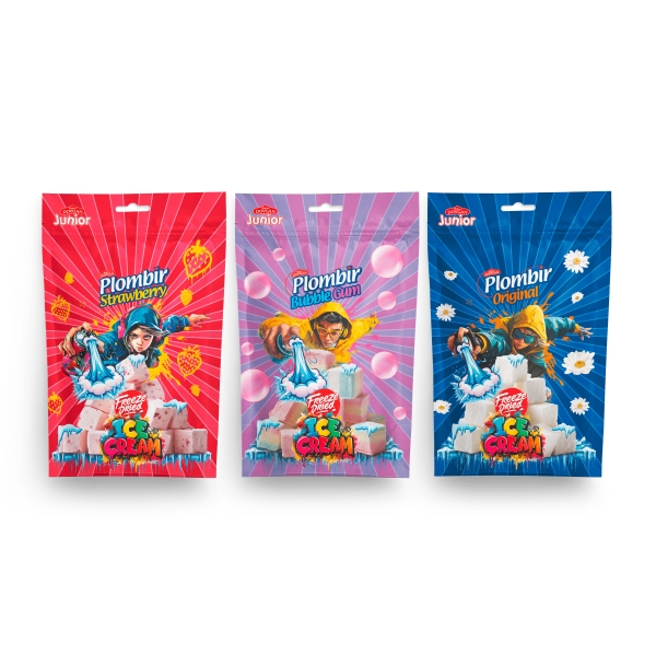 Mix Karton Freeze dried ICE 3 fach sort. (5 x Vanille + 5 x Erdbeere + 5 x Bubble Gum) 15x 20 g