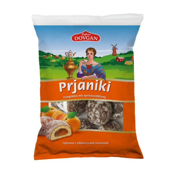 DOVGAN Prjaniki Gebäck mit Aprikosenfüllung 400 g DOVGAN Prjaniki Gebäck mit Aprikosenfüllung 400 g