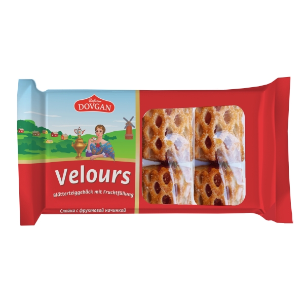 DOVGAN Velours Blätterteiggebäck mit Fruchtfüllung 192 g