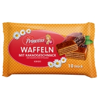 Princess Waffeln mit Kakaogeschmack in Überzug, Familienpackung 250 g Princess Waffeln mit Kakaogeschmack in Überzug, Familienpackung 250 g