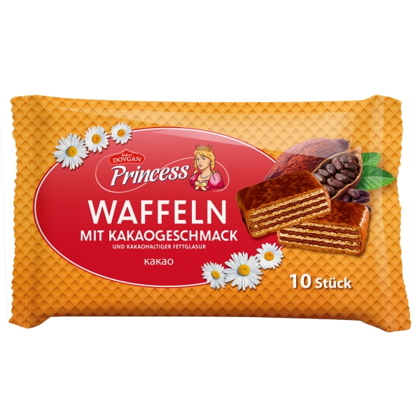 Princess Waffeln mit Kakaogeschmack in Überzug, Familienpackung 250 g Princess Waffeln mit Kakaogeschmack in Überzug, Familienpackung 250 g