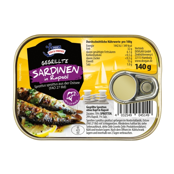 Andre's Fish & Friends gegrillte Sardinen 140 g
