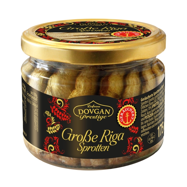 DOVGAN Prestige Große Riga Sprotten geräuchert 175 g DOVGAN Prestige Große Riga Sprotten geräuchert 175 g