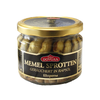 DOVGAN Memel Sprotten geräuchert in Rapsöl 250 g DOVGAN Memel Sprotten geräuchert in Rapsöl 250 g