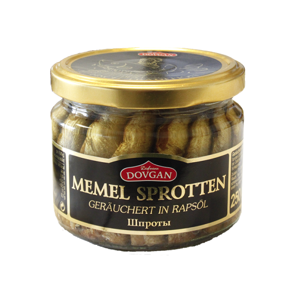 DOVGAN Memel Sprotten geräuchert in Rapsöl 250 g DOVGAN Memel Sprotten geräuchert in Rapsöl 250 g