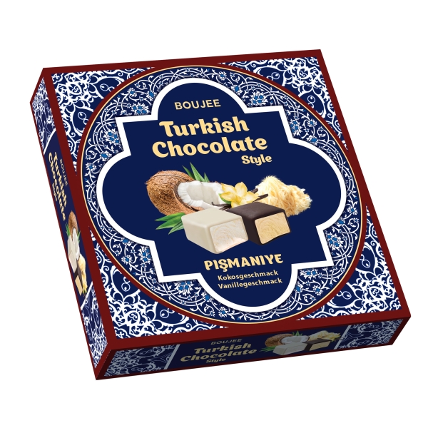 Boujee turkish style Schokolade Pismaniye Kokos & Vanille 230 g Boujee turkish style Schokolade Pismaniye Kokos & Vanille 230 g