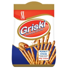 Swisslion "Griski" Salzstäbchen mit Erdnusscremefüllung 250 g Swisslion "Griski" Salzstäbchen mit Erdnusscremefüllung 250 g