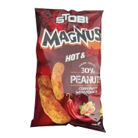 Stobi Magnus hot & spicy Maisflips mit Erdnüssen 200 g Stobi Magnus hot & spicy Maisflips mit Erdnüssen 200 g