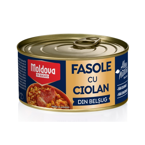 Moldova "Ciolan de porc cu fasole" Geräucherte Schweinehaxe mit Bohnen 300 g Moldova "Ciolan de porc cu fasole" Geräucherte Schweinehaxe mit Bohnen 300 g