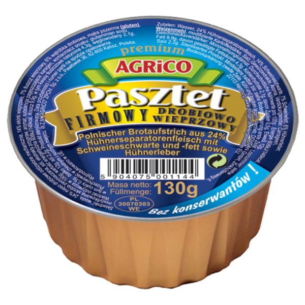 Agrico "Pasztet drobiowy" Geflügelpastete 130 g Agrico "Pasztet drobiowy" Geflügelpastete 130 g