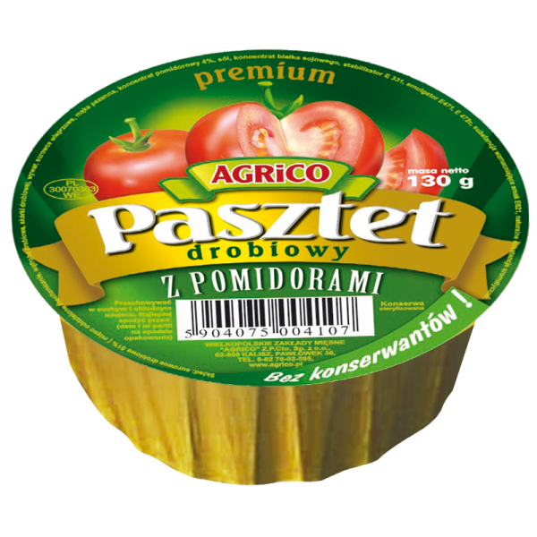 Agrico "Pasztet" Geflügel-Brotaufstrich mit Tomate 130 g Agrico "Pasztet" Geflügel-Brotaufstrich mit Tomate 130 g
