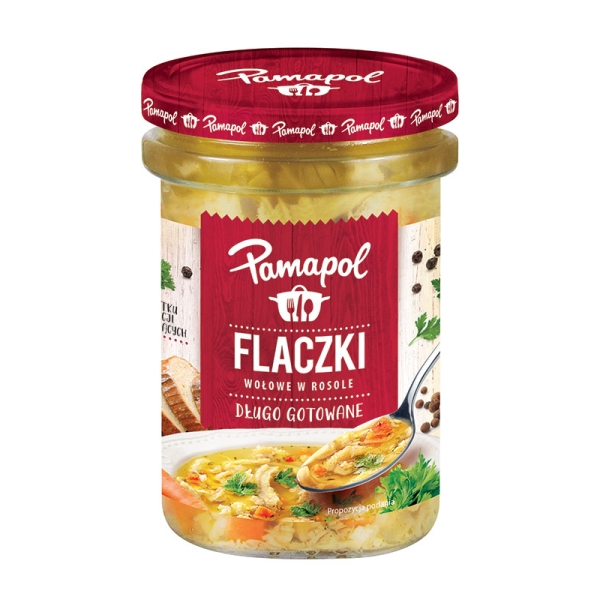 Pamapol "Flaczki w rosole" Kuttelsuppe mit Gemüsebrühe 500 g Pamapol "Flaczki w rosole" Kuttelsuppe mit Gemüsebrühe 500 g