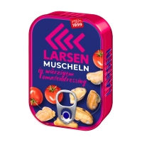 LARSEN Muscheln in würzigem Tomatendressing 110 g LARSEN Muscheln in würzigem Tomatendressing 110 g