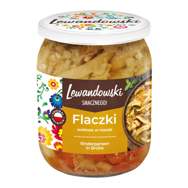 Lewandowski Flaczki Wolowe Rinderpansen in Brühe 500 g Lewandowski Flaczki Wolowe Rinderpansen in Brühe 500 g
