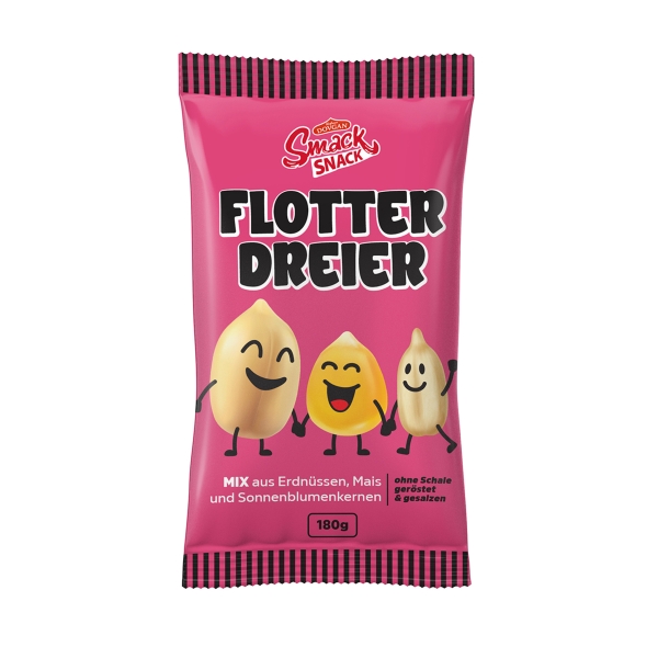 Smack Snack Flotter Dreier Mix Erdnüsse, Mais & Sonnenblumenkerne 180 g Smack Snack Flotter Dreier Mix Erdnüsse, Mais & Sonnenblumenkerne 180 g