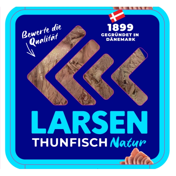 LARSEN Thunfisch Natur mit transparentem Deckel 112 g