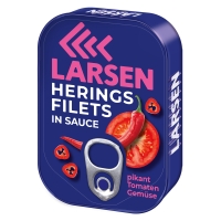 LARSEN Heringsfilets in pikanter Tomatensauce 110 g LARSEN Heringsfilets in pikanter Tomatensauce 110 g