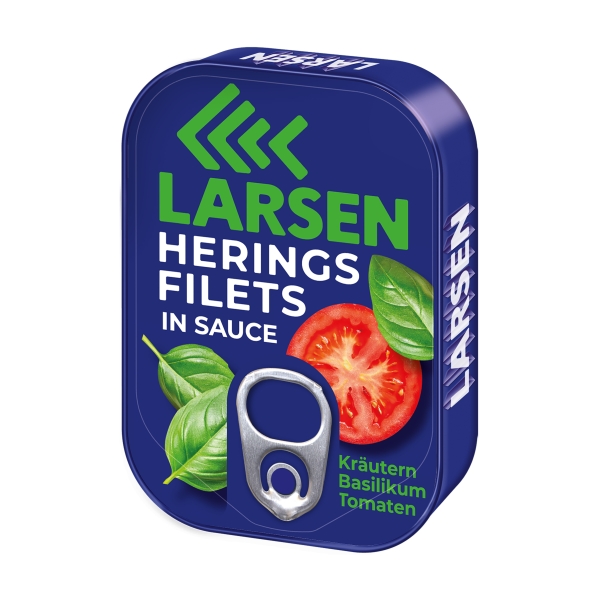LARSEN Heringsfilets Tomaten-Basilikum-Sauce 110 g LARSEN Heringsfilets Tomaten-Basilikum-Sauce 110 g