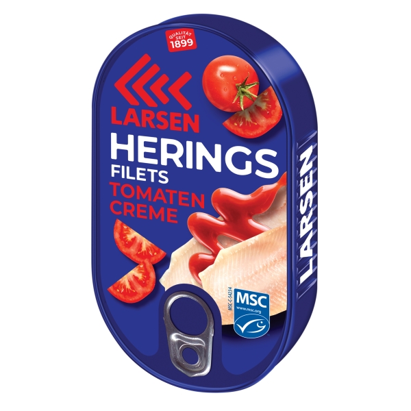 LARSEN Heringsfilets in Tomaten-Creme MSC 200 g LARSEN Heringsfilets in Tomaten-Creme MSC 200 g