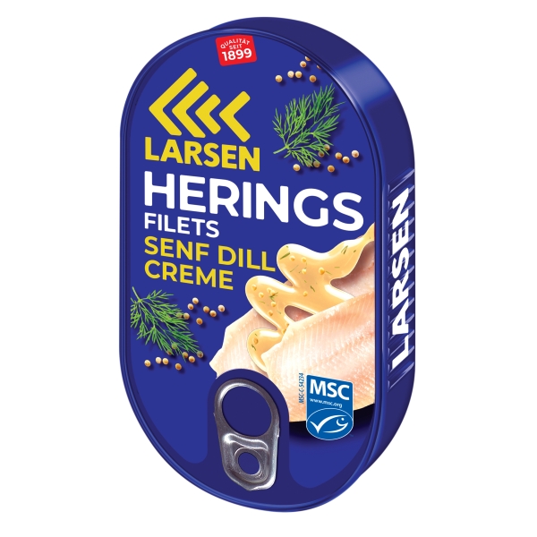 LARSEN Heringsfilets in Senf-Dill-Creme MSC 200 g LARSEN Heringsfilets in Senf-Dill-Creme MSC 200 g