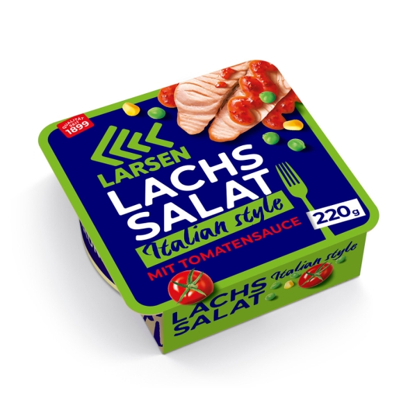LARSEN Lachs-Salat Italian Art mit Easy Open 220 g LARSEN Lachs-Salat Italian Art mit Easy Open 220 g
